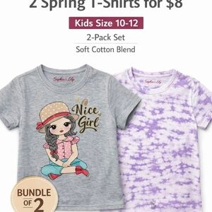Kids' 2-Pack Tee Set - Gray Graphic & Purple Tie-Dye